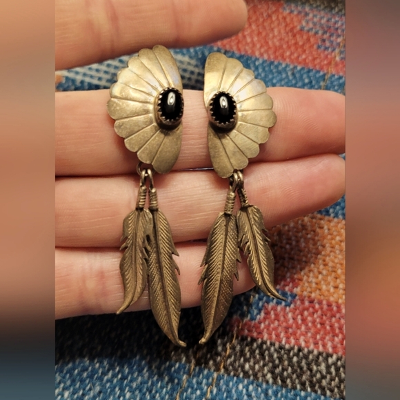 Native American Vintage Silver Black Onyx Necklace Watchband Bracelet Ring Set - Picture 2 of 15